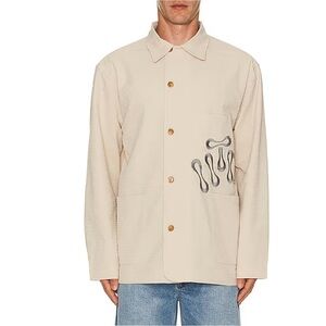 Honor The Gift  Overshirt Seersucker Jacket Tan Poly Button Mens size XL